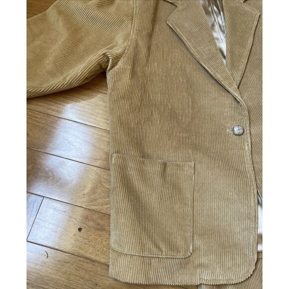 Vintage Giorgio Sant Angelo Corduroy Blazer Women's 12 Beige Patch Pockets 80s - Picture 3 of 13
